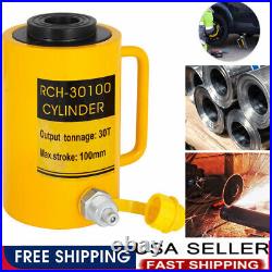 30Ton Hydraulic Cylinder Ram Hollow Jack Single Acting 4 Inch 100mm Stroke