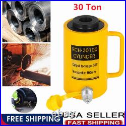 30Ton Hydraulic Cylinder Ram Hollow Jack Single Acting 4 Inch 100mm Stroke