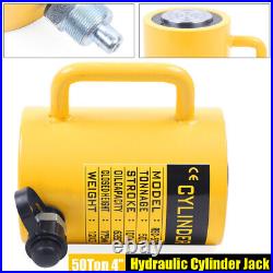 4Stroke 50 Ton Hydraulic Cylinder Ram Jack Single Acting Lifting Ram Yellow New