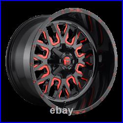 (4) 20x12 Fuel Black & Red Stroke Wheel 5x139.7 & 5x150 For Ford Jeep Toyota GM