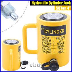 50 Ton 4 Stroke Hydraulic Cylinder Ram Jack Single Acting Lifting Ram Yellow