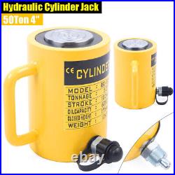 50 Ton Hydraulic Cylinder Jack 4 in Stroke Solid Ram Single Acting Plunger 635cc