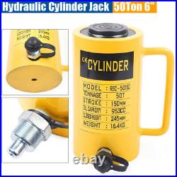 50-Ton Hydraulic Cylinder Jack Single Acting 6 inch (150mm) Stroke Ram 10000psi