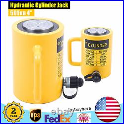 50 Ton Hydraulic Cylinder Jack Single Acting Hollow Ram 635CC 4 Stroke Yellow