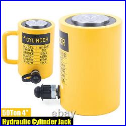 50 Ton Hydraulic Cylinder Jack Solid Single Acting Ram 4 Stroke Jack Pump 100mm