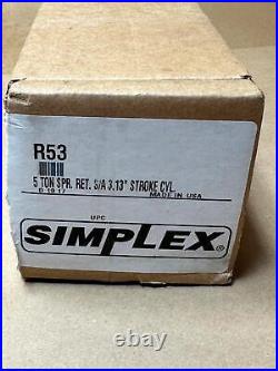 Simplex 5 Ton R53 Spring Return Single Act 3 Stroke Hydraulic Ram Cylinder USA