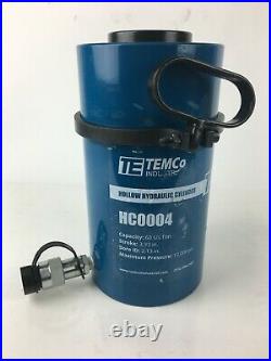 TEMCo Hollow Hydraulic Cylinder Ram 60 TON 4 In Stroke 1 YEAR Warranty
